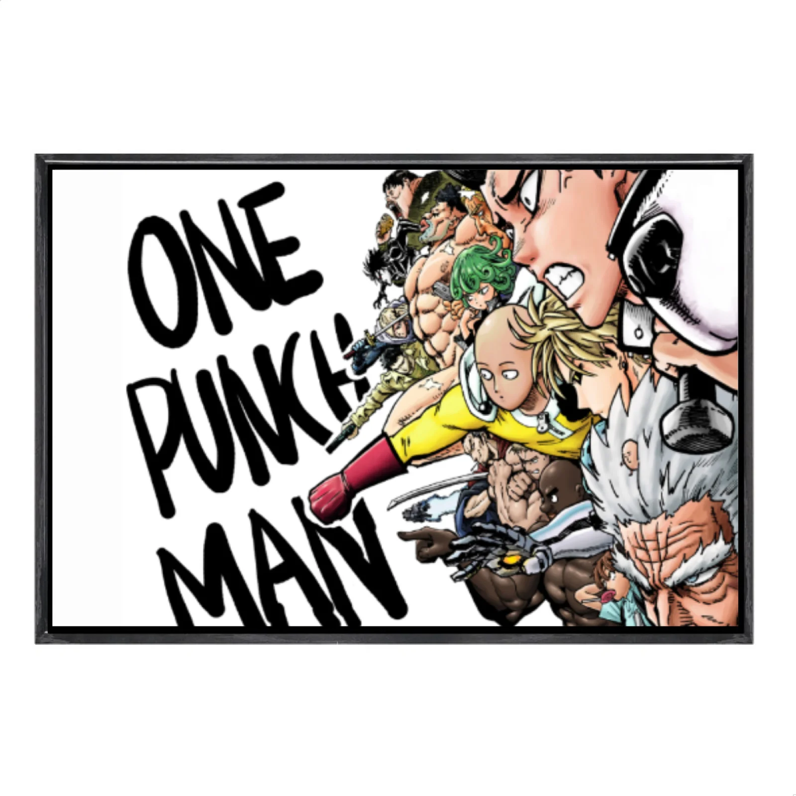 Póster de lienzo de varios tamaños de Manga japonesa, arte de pared de doble marco, decoración del hogar de One Punch para sala de estar y dormitorio