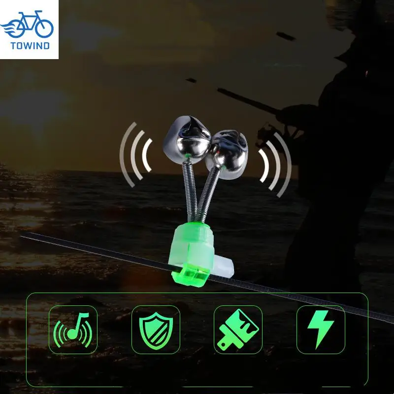 New Fishing Bite Alarms Fishing Rod Bell Rod Clamp Tip Clip Bells Ring Green ABS Fishing Accessory Outdoor Tackle Fish Alarm