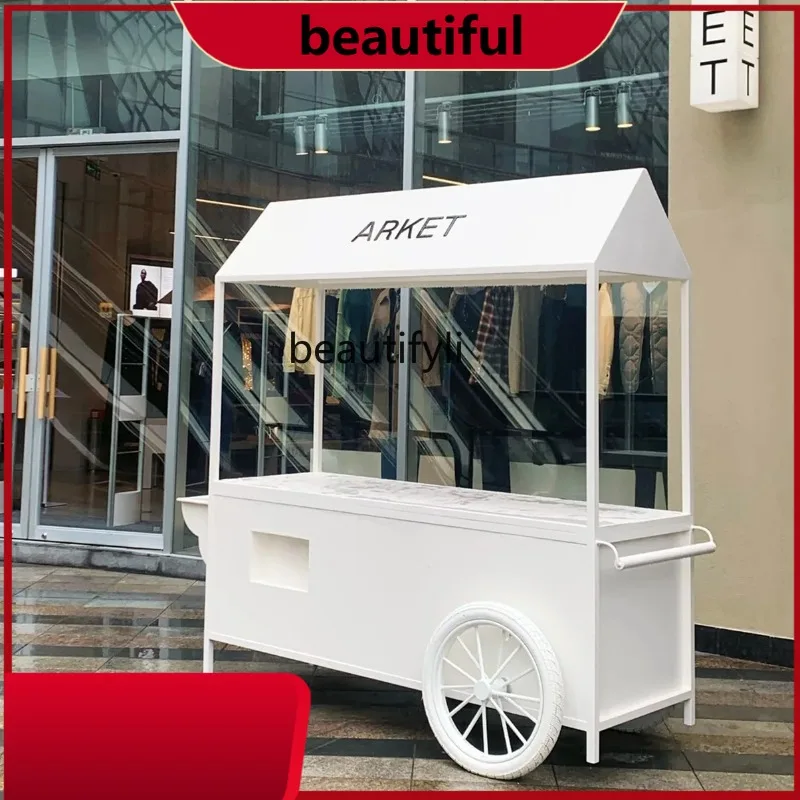 

Street Food Cart Market Mobile Handcart Outdoor Display Stall Cart H