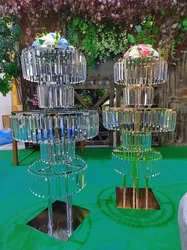 4 PCS Flower Rack Crystal Road Lead 39 Inches Flowers Stand 5 Ties Acrylic Wedding Table Centerpiece For Event Party Decoration