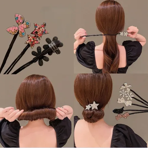 Fabricante de moños de pelo de mariposa coreana para mujer, herramienta para trenzar el cabello DIY, horquillas, pinzas para el cabello retorcidas, herramientas de estilismo para niñas, accesorios negros 2025