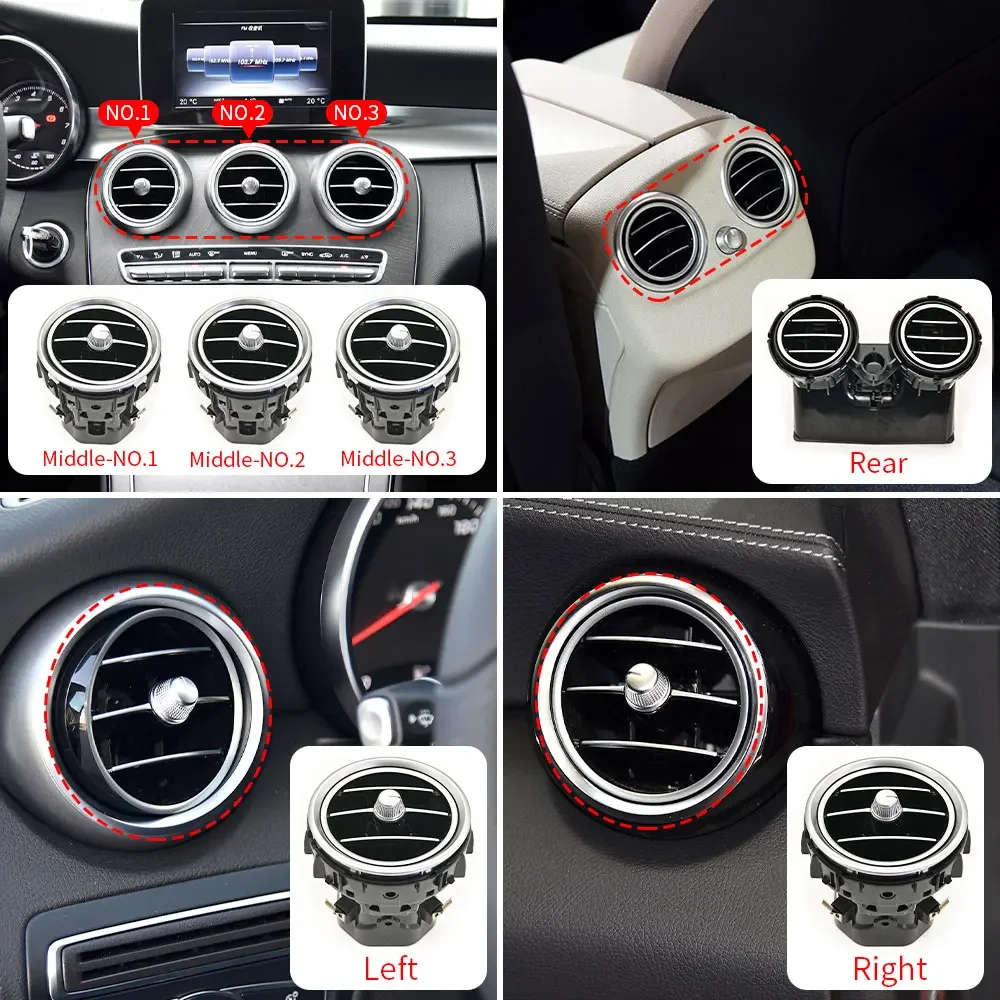 For Mercedes W205 W253 Left Right Middle AC Vent Grille Air Conditioning Outlet Assembly For Benz C GLC Class C180 C200 GLC300