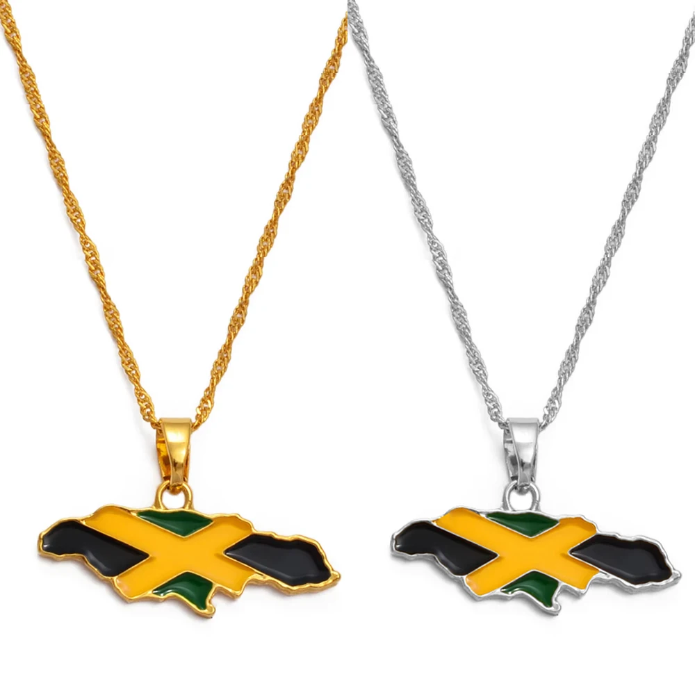 Anniyo-collares con colgante de mapa y Bandera Nacional de Malasia, joyería de Color dorado, mapas de jamaiquina @ 080406