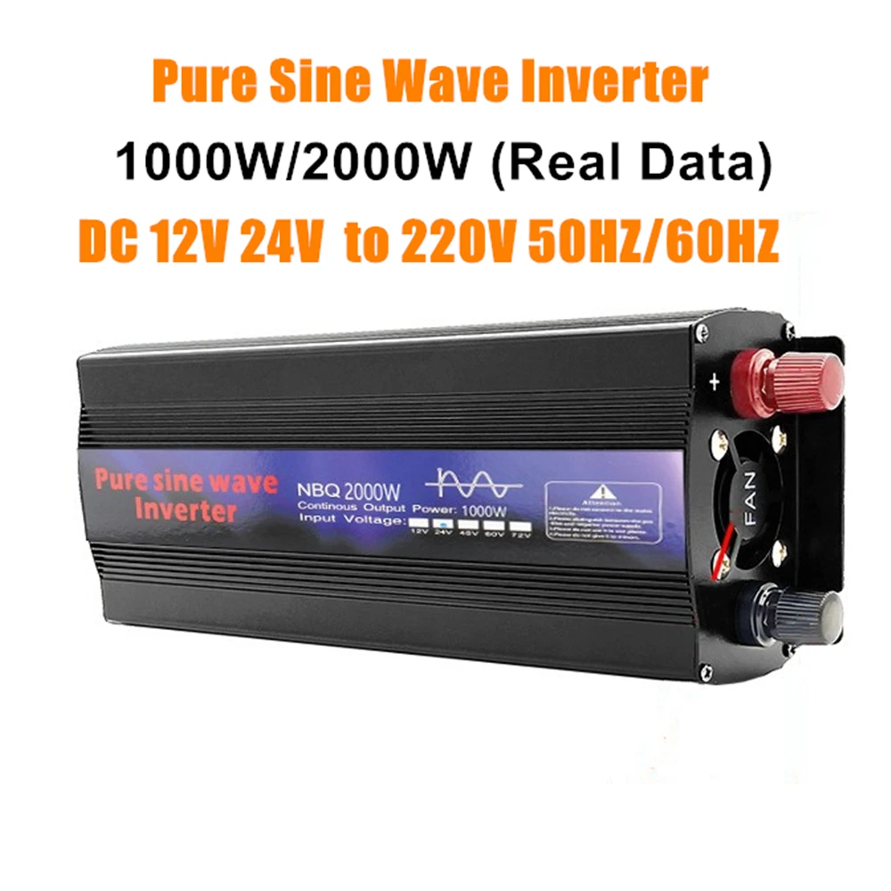 Pure Sine Wave inverter 12V/24V to AC 110V 220V 1000W/2000W Voltage transformer Power Converter solar inverter LED display