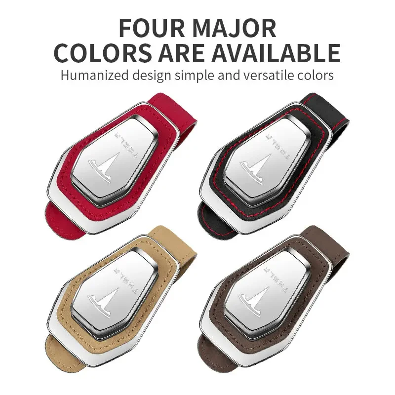 Sunglass holder suitable for Tesla car sunshade - metal leather sunglasses clip and ticket clip - car sunshade accessories