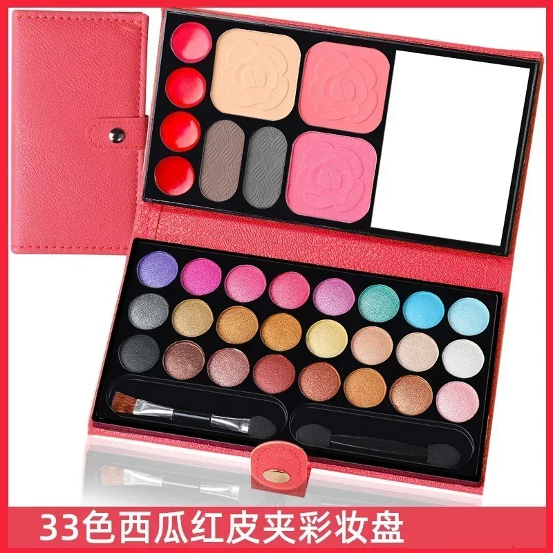Eye Shadow Powder Blush Lipstick Lasting Cosmetics Makeup Set with Mirrors for Beginner Kids Travel Portable Palettes 33 Colors