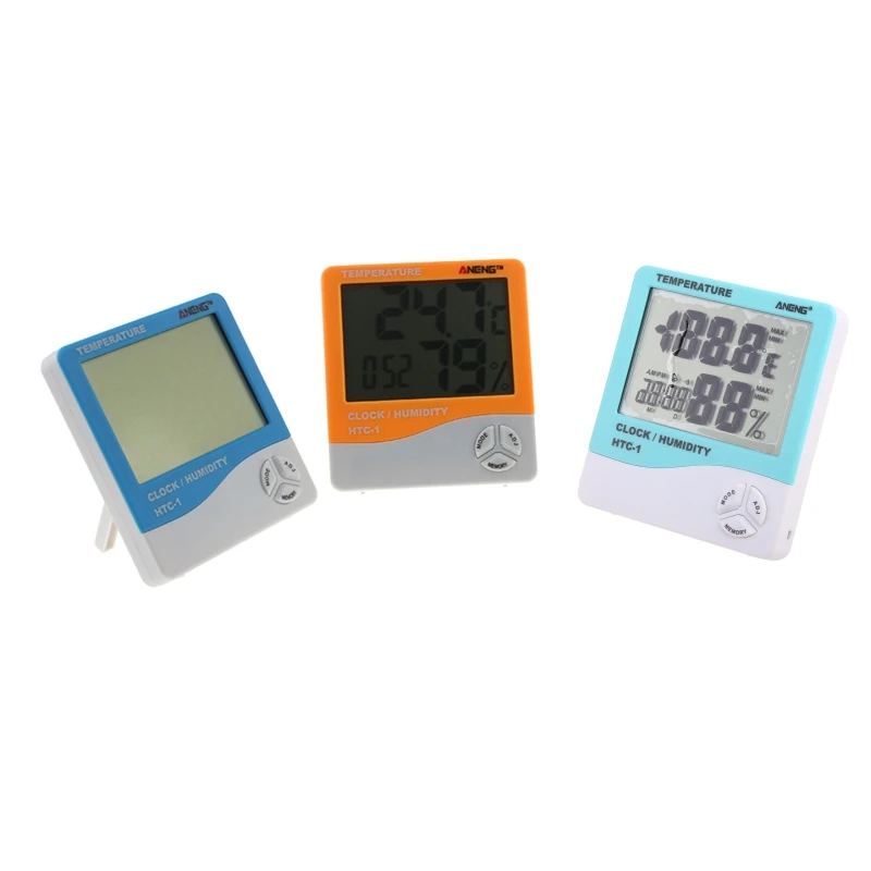 เครื่องวัดอุณหภูมิดิจิตอลเครื่องวัดความชื้น Lcd Dual อุณหภูมินาฬิกาปลุกในร่มกลางแจ้ง Drop ship