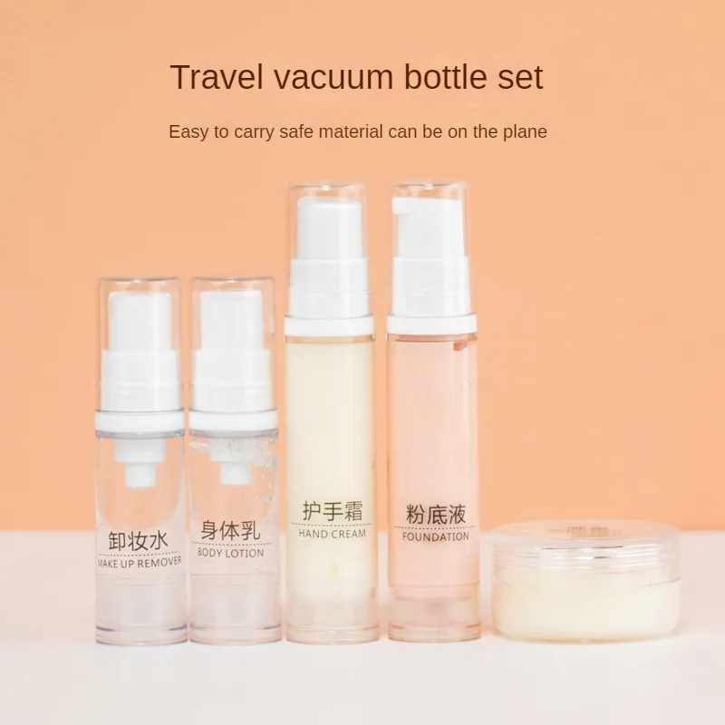 Viagem Sub-Bottling Set, AS Vacuum Spray, Loção, Cosmética Garrafa Recarregável Vazia, Kit de Viagem Portátil para Avião, 5 10ml, 3 Pcs, 4Pcs