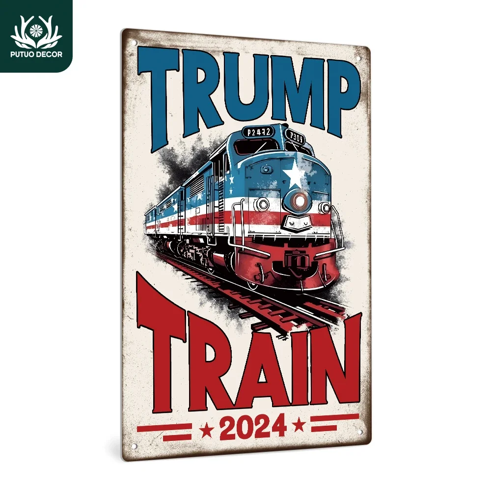 Putuo dekor 1 adet Trump Vintage Metal tabela, Trump tren 2024, duvar sanat dekoru ev çiftlik Bar Pub kulübü adam mağara, hediye