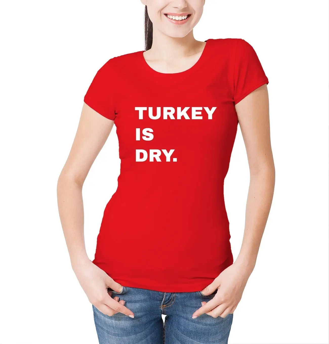 Camiseta divertida de cena de Navidad de pavo asado para mujer