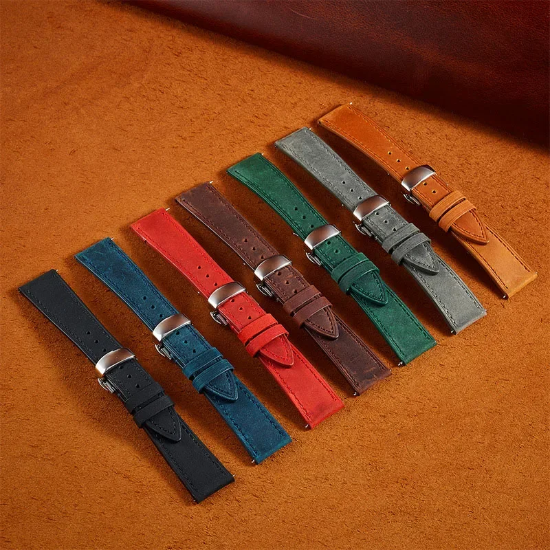 18mm 19mm 20mm 21mm 22mm 24mm Quick Release Retro Calfskin Leather Watch Strap Universal Watch Band Wristband For Men Women