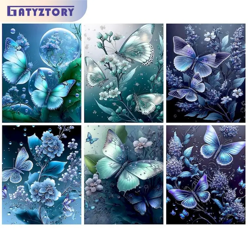 

GATYZTORY Full Square Round Diamond Embroidery Butterfly Flower Cross Stitch 5D DIY Diamond Painting Animal Rhinestone Pictures