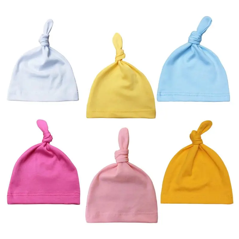 6Pcs Newborn Baby Hat Spring Autumn Boy Girls Fetal Caps Soft Windproof Warm Outdoor Hats Beanie Caps Colorful Bonnet 0-6M