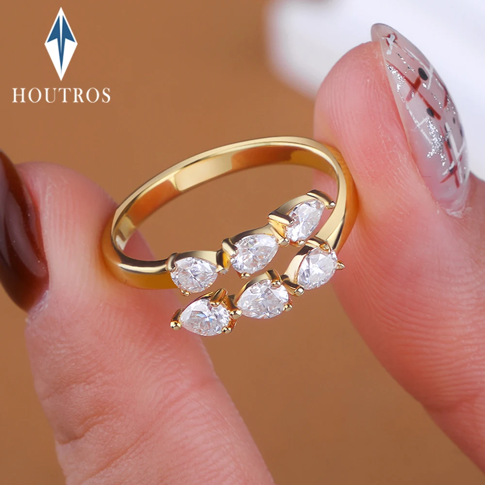 

Кольца из муассанита грушевидной огранки 3x4 мм с сертификатом, стерлинговое серебро 925 пробы, открытое кольцо в форме капли воды, обручальное кольцо для женщин, ювелирные изделия, подарок