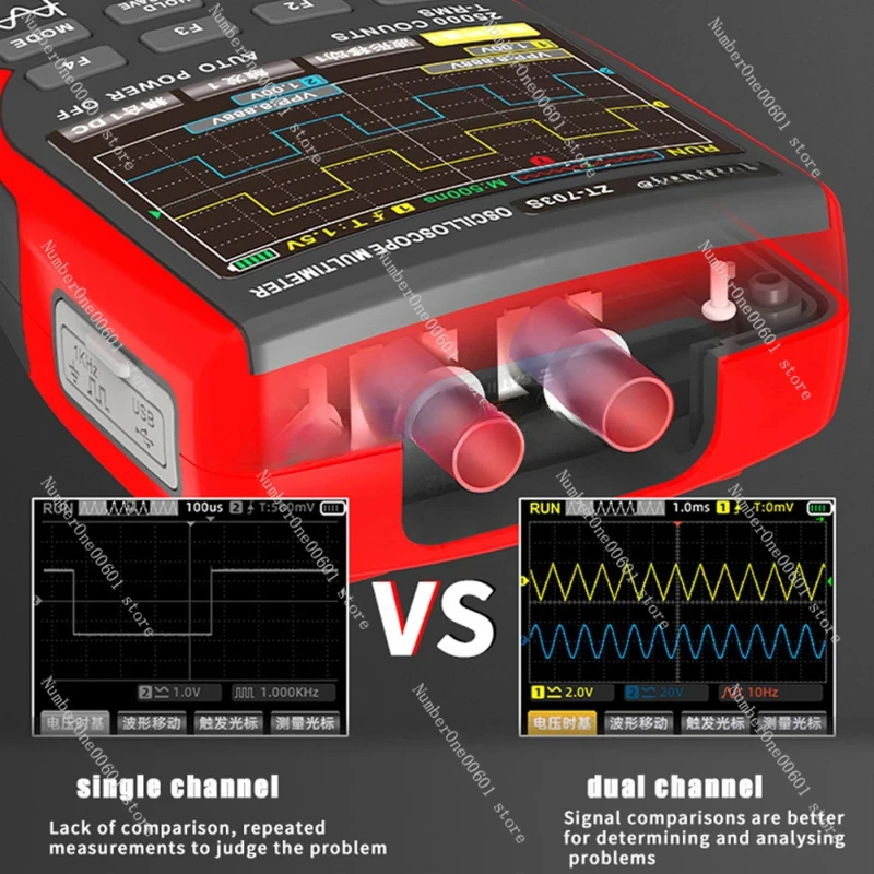 For ZT703S 3 in 1 Digital Multimeter 50MHz Bandwidth 280MS Rate PC Waveform Data Storage Dual Oscilloscope Signal Generator