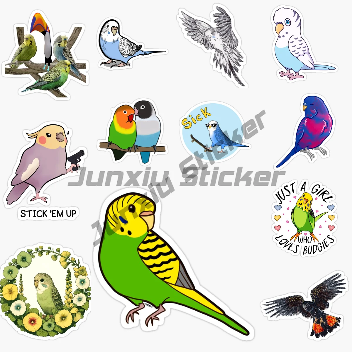 Parrot Budgie Birds Car Sticker Decal JDM Window Car Bumper Motorcycle Waterproof Vinyl Decal Decor Graphic