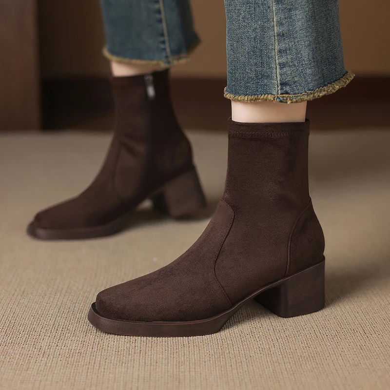 2026-nuove-donne-autunno-inverno-stivaletti-plus-size-22-26-cm-flanella-elasticizzata-punta-tonda-tacco-spesso-zip-laterale-stivaletti-moda