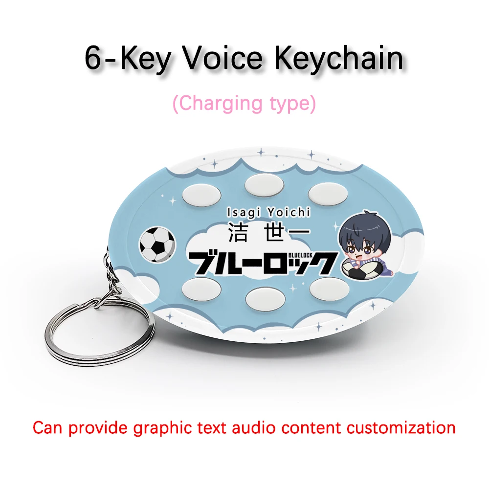 

Creative Voice Keyring For Anime Blue Lock Isagi Yoichi 6-Key Audio / Picture Customization Rechargeable Keychain Pendant Gift