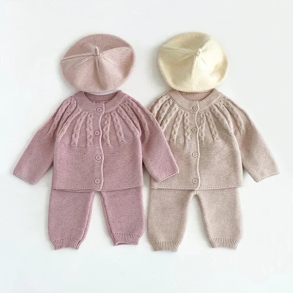 Autumn Baby Girl Clothes Set 2Pcs Knit Sweater + Pants For Baby Girls Newborn Baby Clothes For Spring