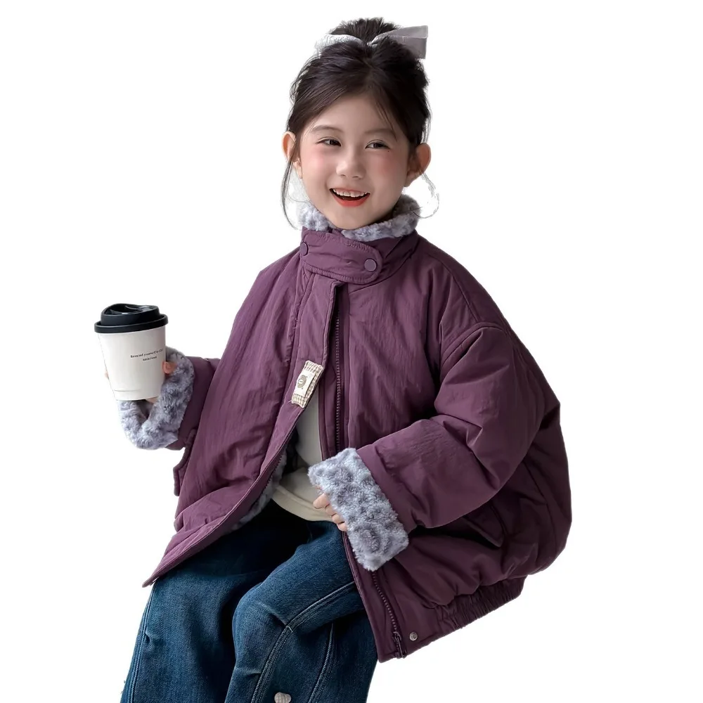 Girls Reversible Fleece Lined Coat 2026 Fall Winter New, Stylish Baby Girl Thick Warm Kids Winter Outerwear 100-140cm