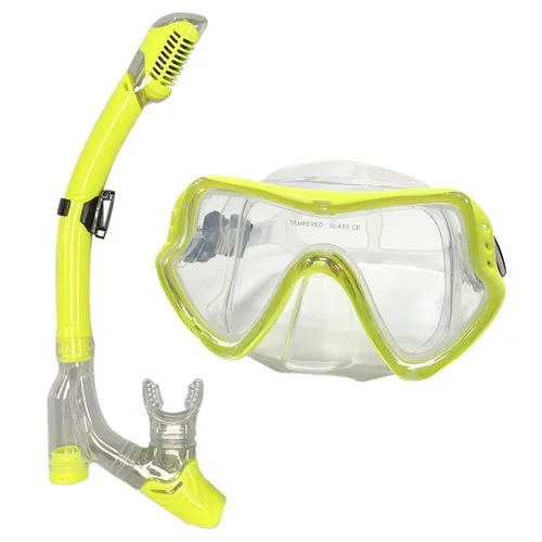 Imagen 2 del producto Máscara de buceo para adultos, conjunto de snorkel con vidrio templado, equipo de snorkel panorámico profesional para entrenamiento de natación