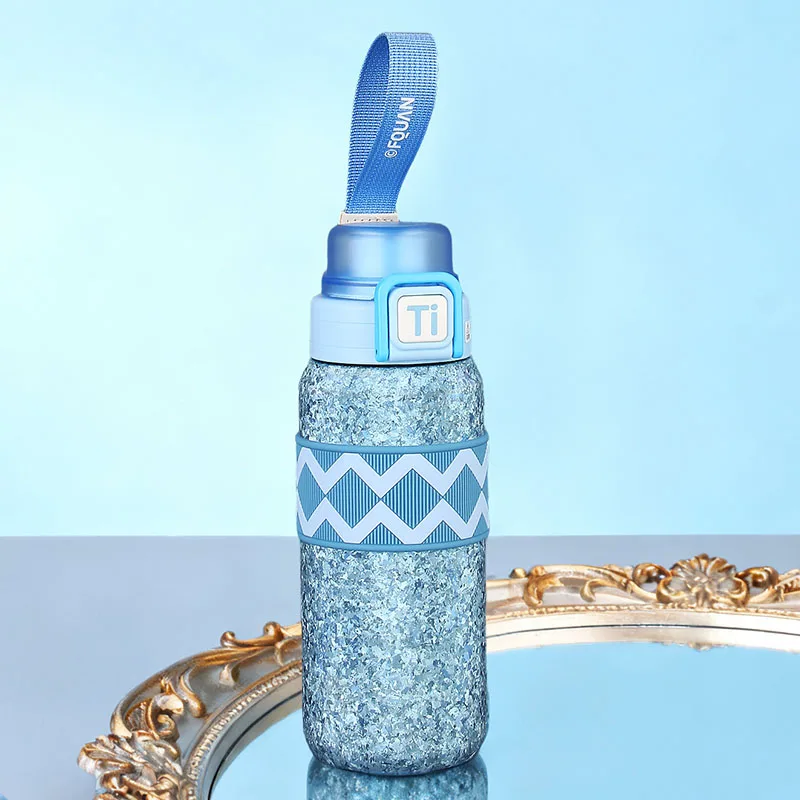 500ml Pure Titanium Thermal Water Bottle With Handle And Straw,Double-layer Vacuum Anti-bacterial Drinkware,Portable Thermos Cup