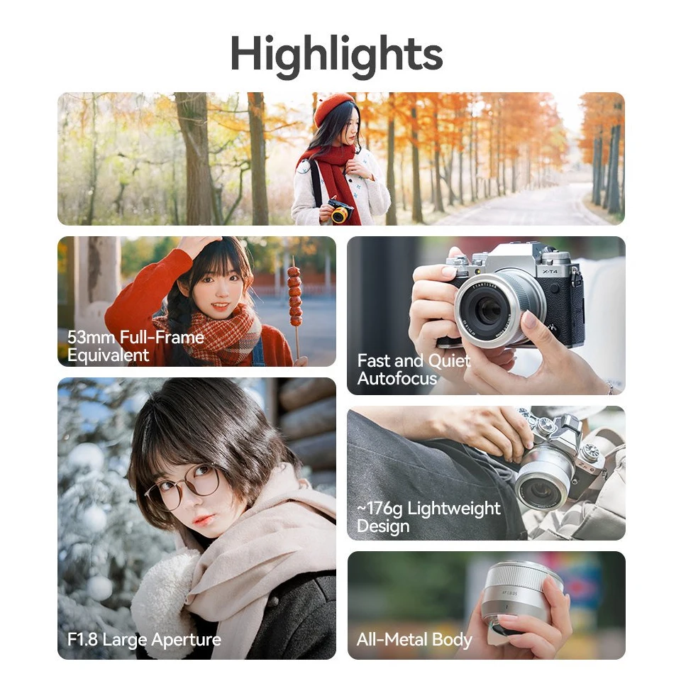 TTArtisan AF 35mm F1.8 II Large Aperture Portrait Lens Wide Angle Auto Focus Lens   for Fuji X-S10 X-Pro3 Sony A7M2  Nikon Z50