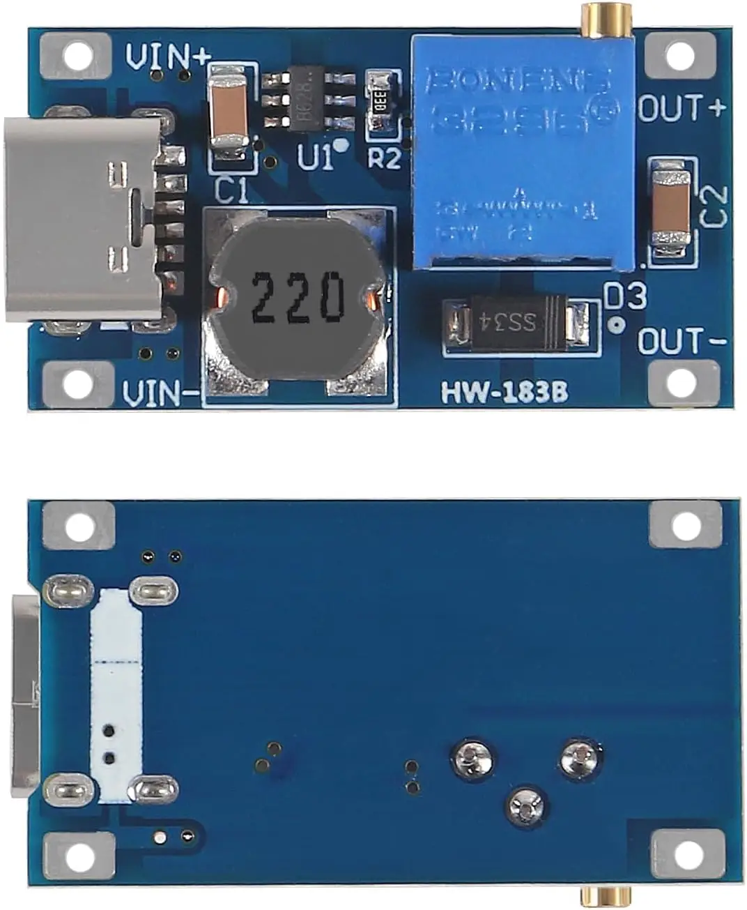 10pcs Type-C MT3608 DC-DC Boost Converter 2A Adjustable Module Voltage Regulator Board Input Voltage 2 Volt-24 Volt to 5 Volt 28