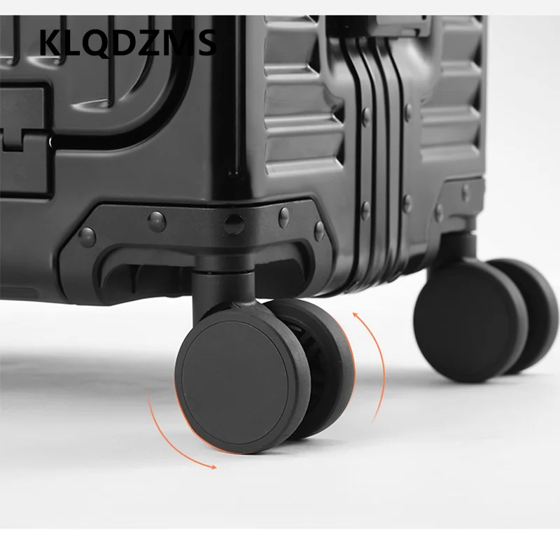 KLQDZMS Suitcase Front Opening Boarding Box Full Aluminum Magnesium Alloy Trolley Case 20 