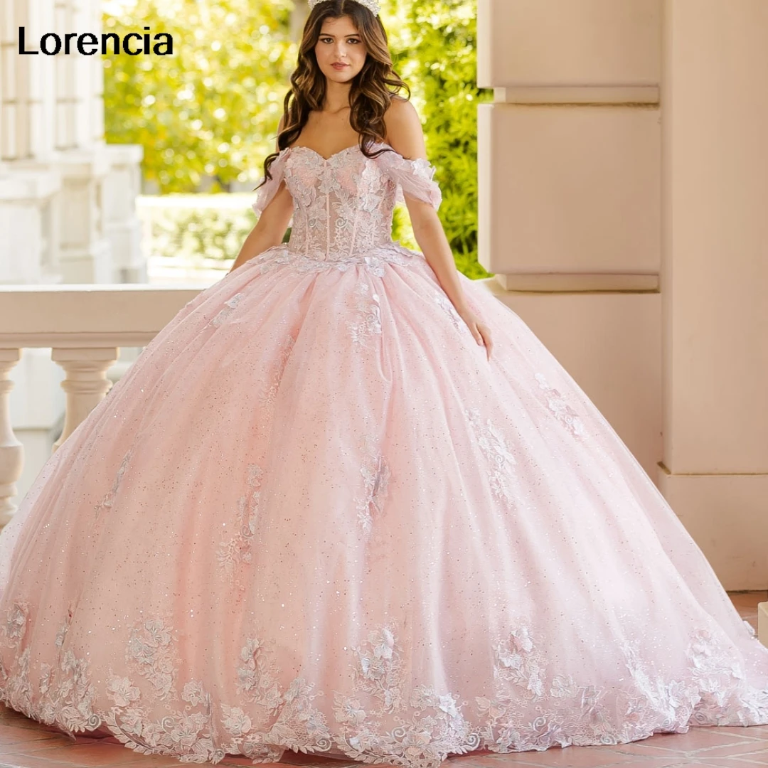 

Customized Mexican Pink Quinceanera Dress Ball Gown Floral Lace Applique Beading Corset Sweet 16 Vestidos De 15 Años YQD839