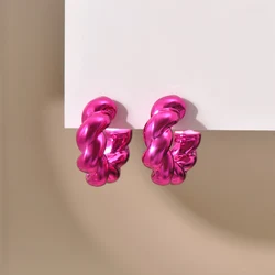 aretes de mujer Bohemia Metallic Color Acrylic Y2K Earrings for Women Fried Dough Twists C type Women's Earrings Party Jewelry