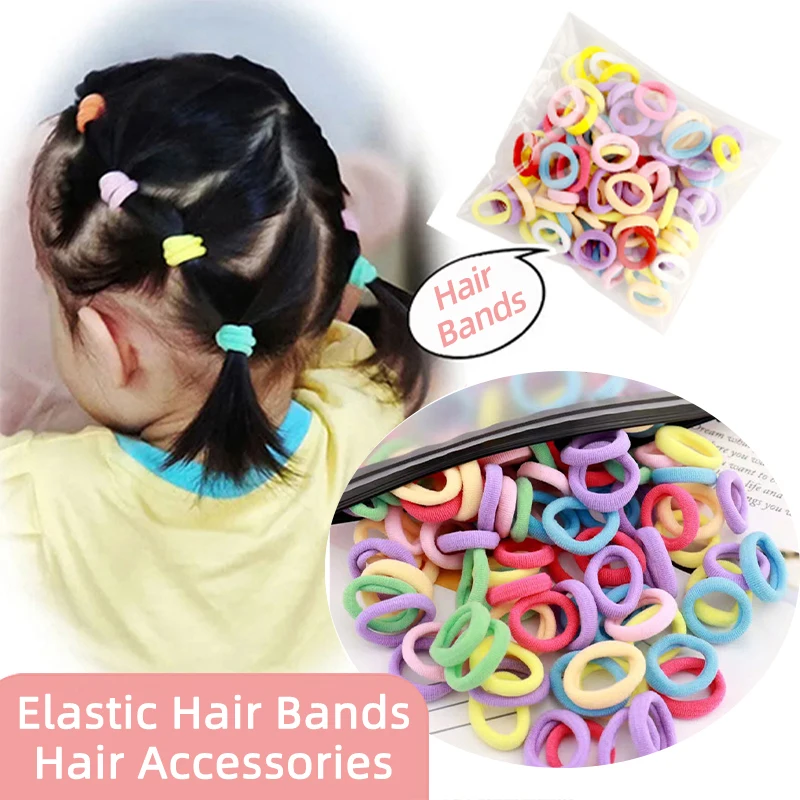 100Pcs/Set Children Elastic Hair Bands Baby Rubber Band For Kids Sweets Scrunchie Hair Ties Clip Headband Girls Hair Accessories