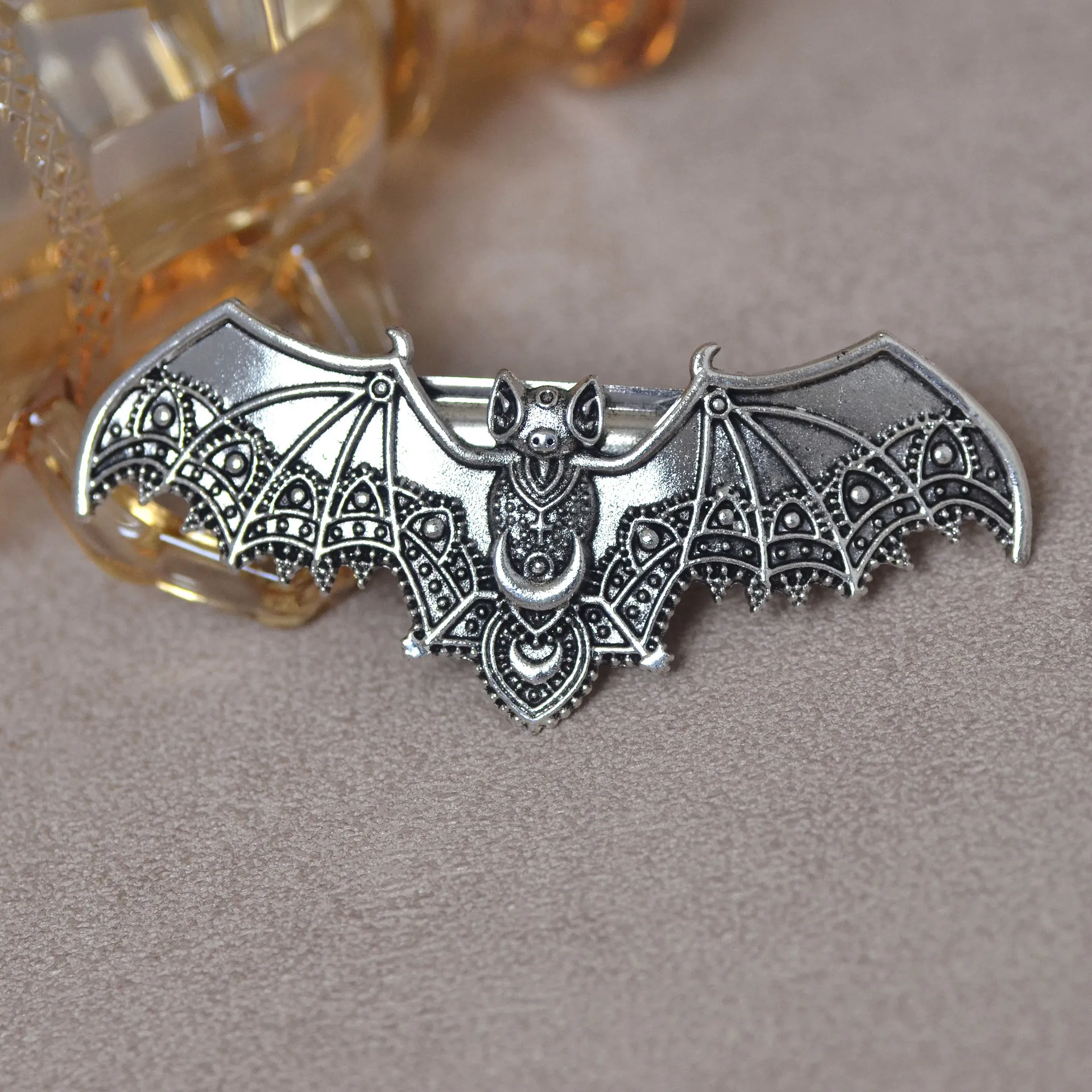 Viking hair clip, French hair clip, Gothic witch spring clip accessory, butterfly, bat, animal headwear, women's hair accessory view 3