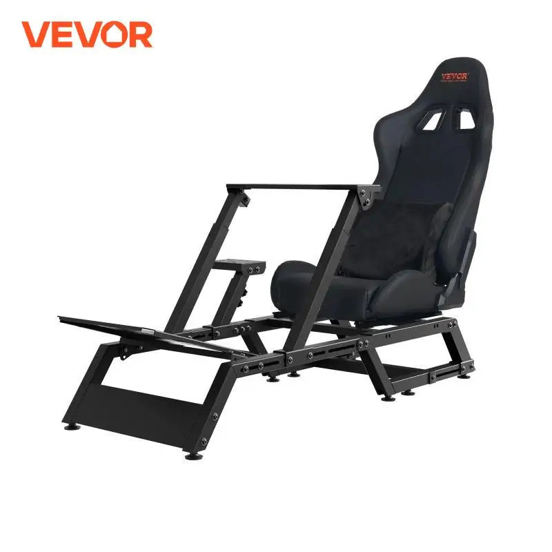 VEVOR Support de Volant de Course Pré-installé Cockpit Simulation Course Simulateur Conduite Réglable Multi-positions Base Universelle Poste Pilotage PVC