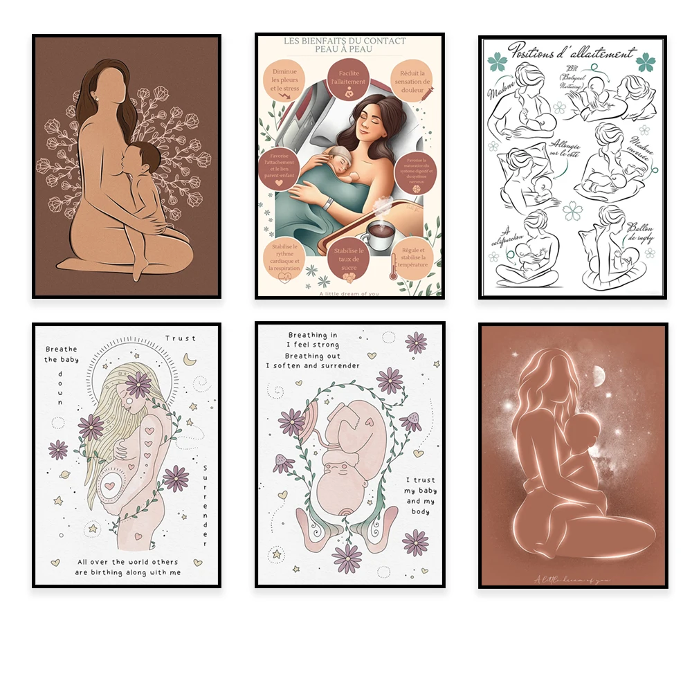 breastfeeding art, 6 positions breastfeeding art, baby room decor, birthing vows, birthing wall art, motherhood poster