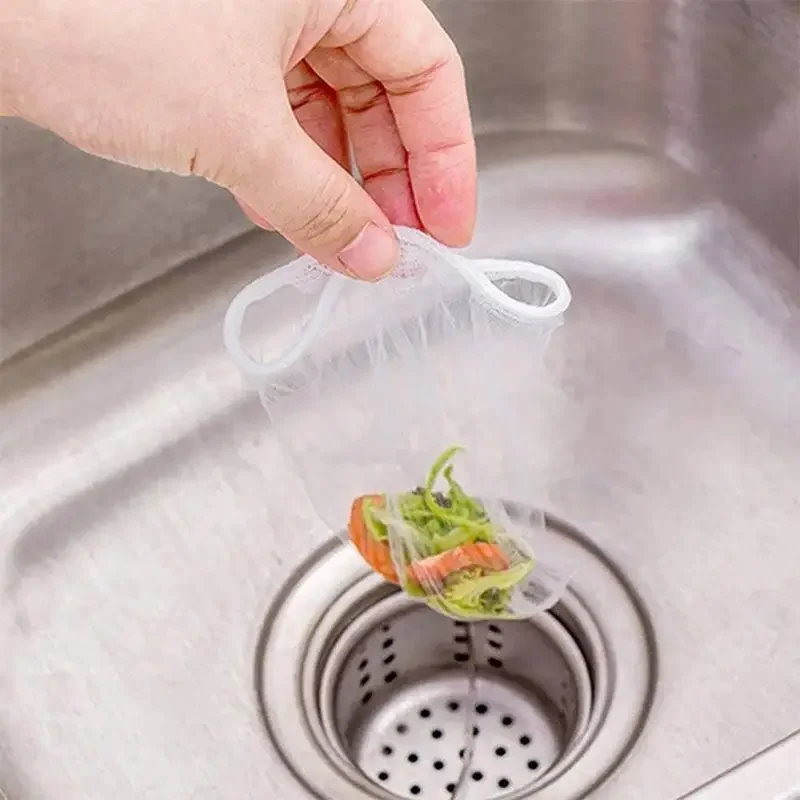 Disposable Sewer Filter for Kitchen Sink Shower Strainer Bag Hair Rubbish Storage Mesh Bag for Home and Restaurant 30Pcs 100Pcs