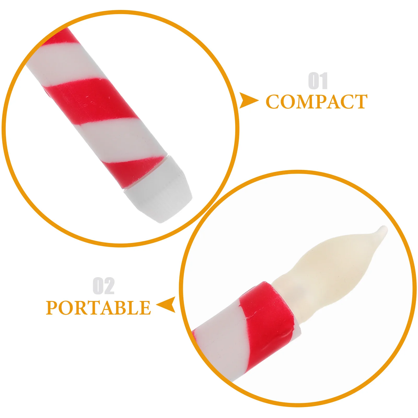 6Pcs Flameless Stripe Design Operated Taper Candles LED Flickering Warm White Light Safe Decoration for Parties Home