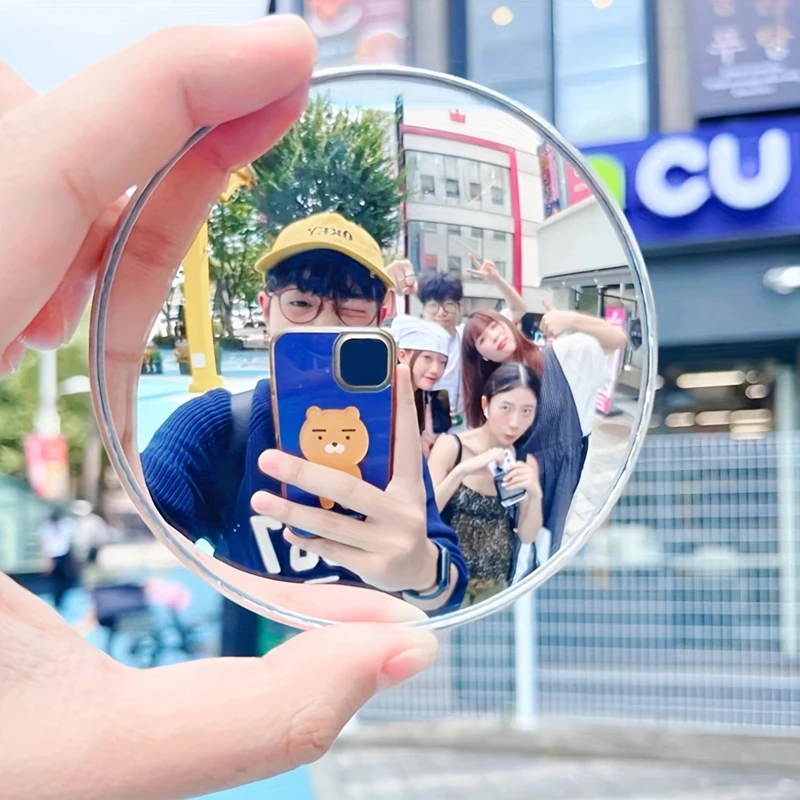Runder Konvexspiegel Reise-Selfie-Fotorequisiten Hochauflösender Spiegel Tragbarer Schminkspiegel Handgehaltener Fotografiespiegel – Detail 3