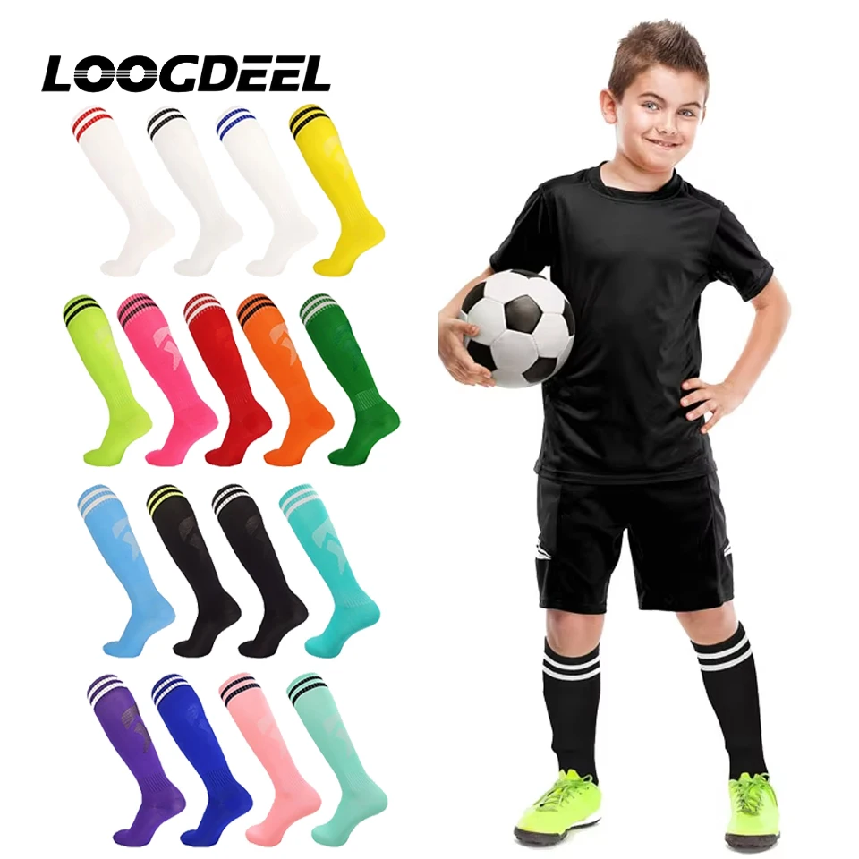

Футбольные носки Loogdeel: длинные, до колена, хлопковые, для взрослых и детей, нескользящие, для футбола, бейсбола, бега и других видов спорта