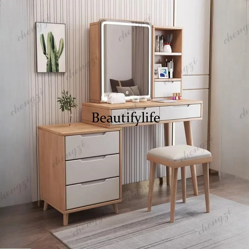 Storage Stool Dressing Table Mirror Light Luxury White Drawer Makeup Table Bedroom Cabinet Cute Mesa Tocador Home Furniture