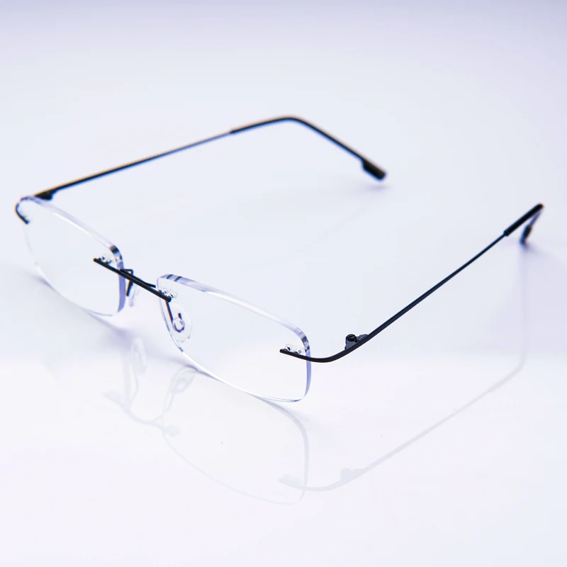 Männer Lesebrille Randlose Cut Presbyopie Brille Anti Blau Licht Schmale Quadratische Brillen Rezept Rahmen – Detail 5