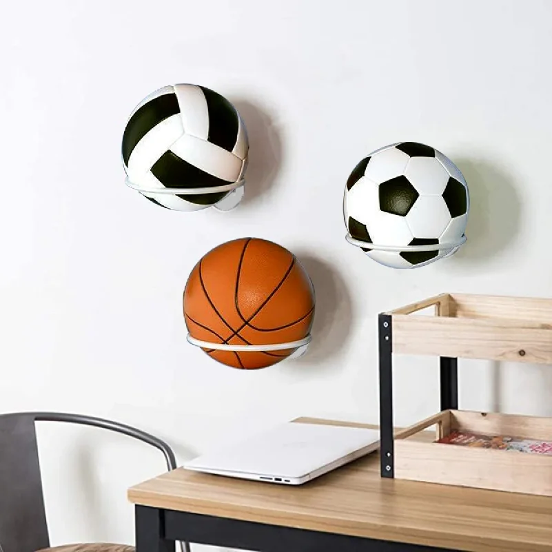 

1pc Metal Wall Mounted Sports Ball Display Stand For Basketball, Football, Volleyball, Durable Wall Storage Rack
