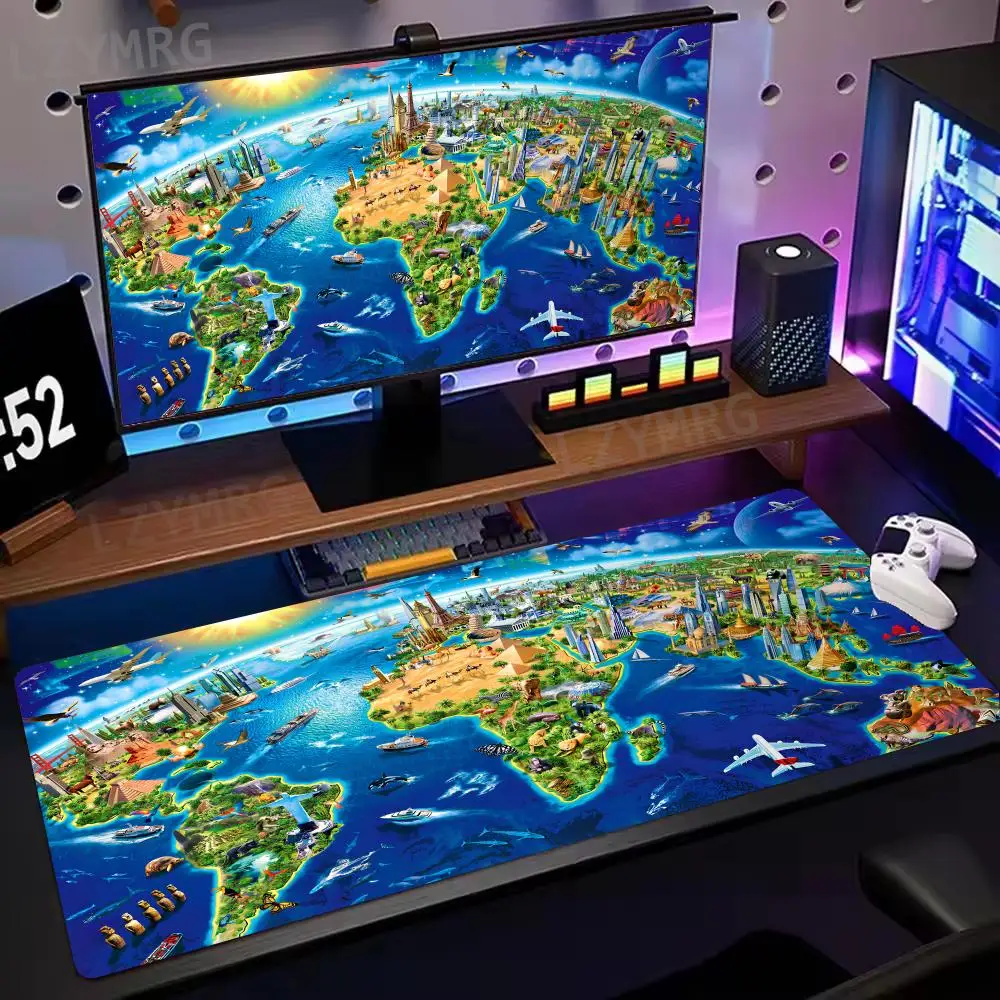 

Cartoon Earth Mouse Pad Large Size Rubber Base Non-slip PC Desk Accessories Mousepad for Offices & Gamer Keyboard Mats Decor Mat