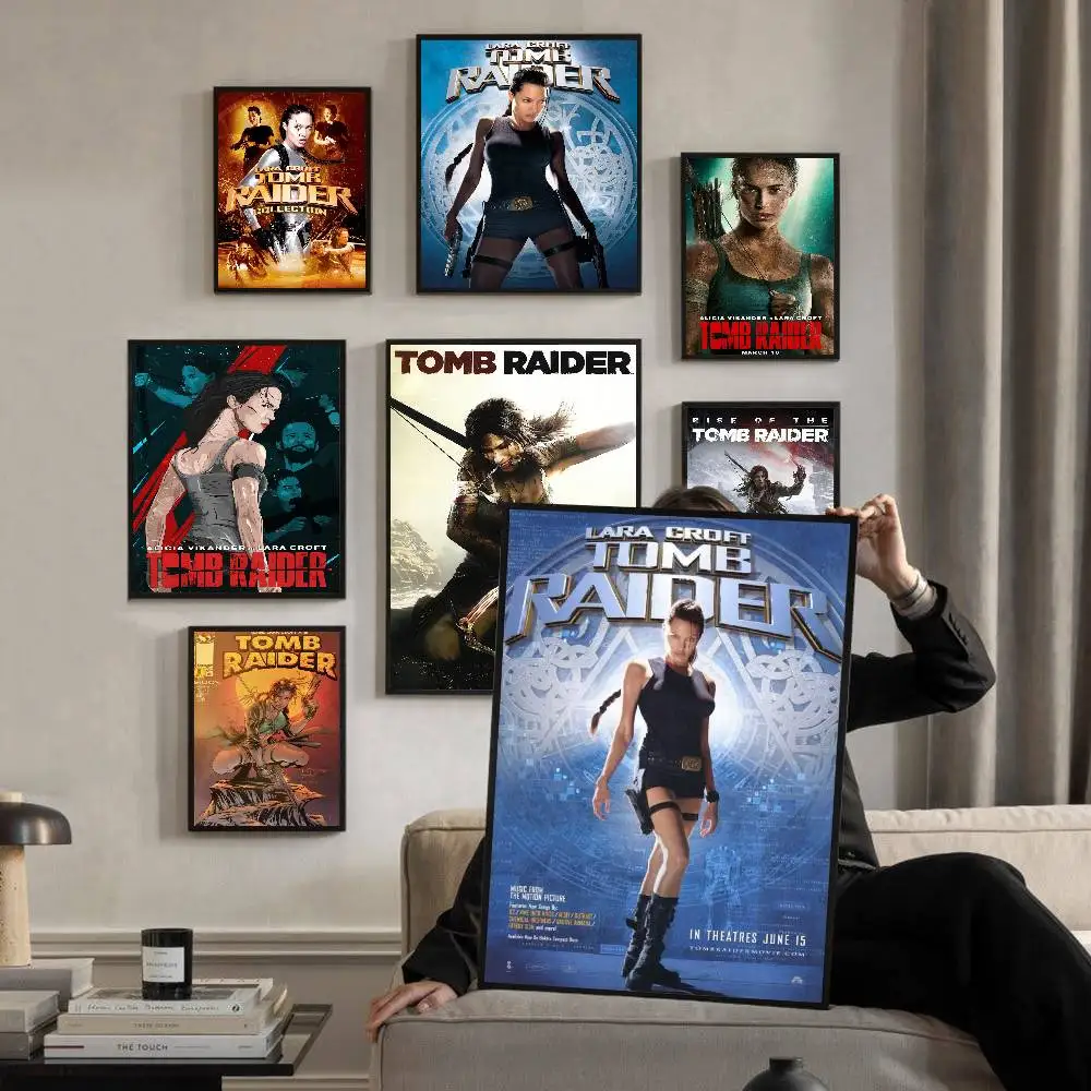 لارا كروفت تومب رايدر أنيمي الملصقات لزجة الديكور اللوحة جدار الفن الأبيض كرافت ورقة جدار ديكور