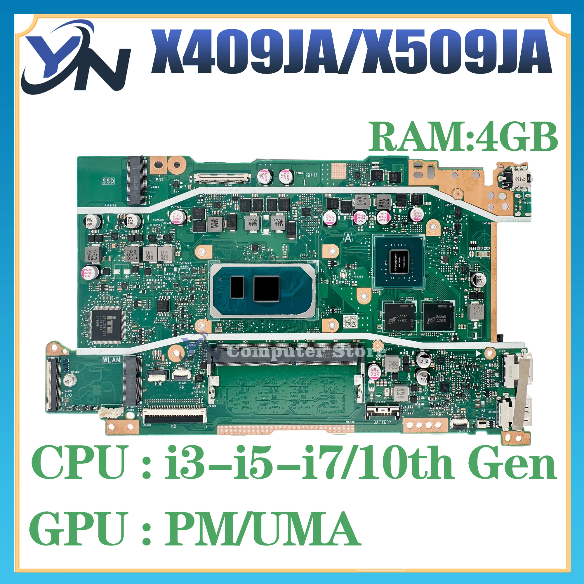 

X409J Mainboard P1510CJA X409JA X509JA X409JP X509JP X409JB X509JB R409J A409J F409J A509J F509J Laptop Motherboard I3 I5 I7 4GB