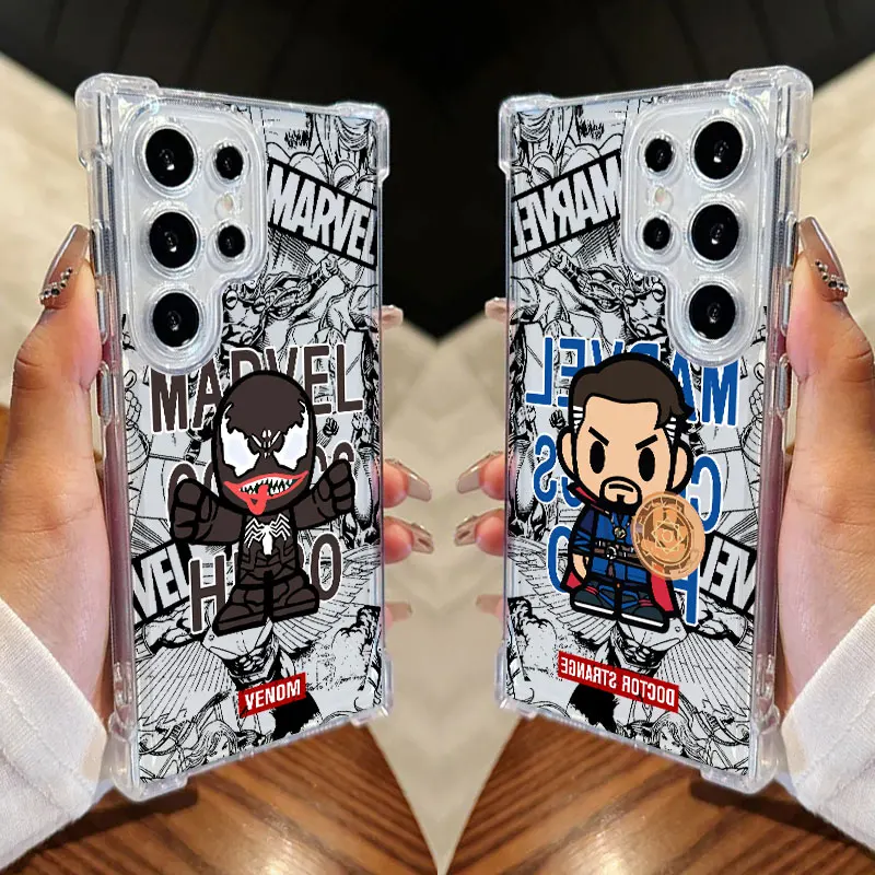 

Marvel Superhero Venom Cute Clear Phone Case For Samsung Galaxy S26 S25 S24 Ultra S23 S22 Plus S21 S20 FE 5G Soft Silicone Cover