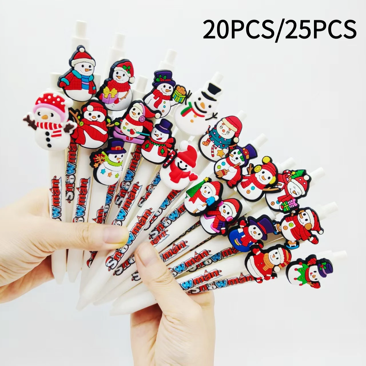 

20 шт./25 шт., рождественский снеговик, моделирующий пастер, белая серия, шариковая ручка со снеговиком и принтом, подарочная ручка