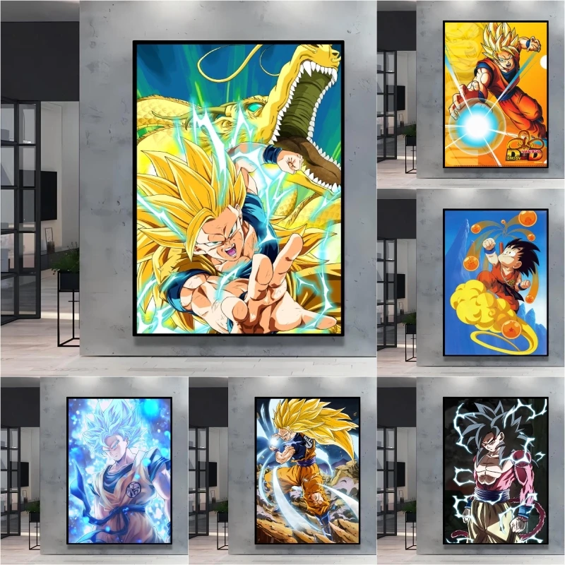

Classic Anime Poster Prints Dragon Ball Goku Canvas Painting Colors Are Long Lasting and Bright Home Bedroom Wall Decoration