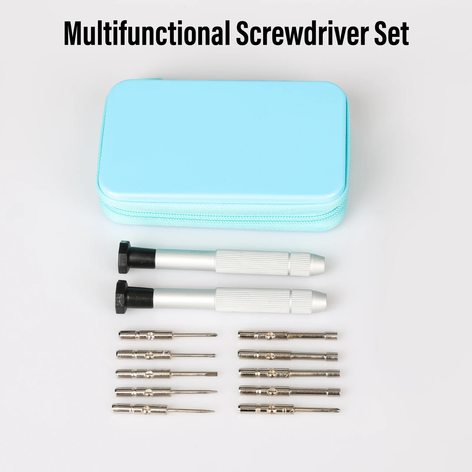 Multifunctional 12 in 1 Screwdriver Set Blue Aluminum Box Phillips Flat Hex Torx Socket Bits Eyeglasses Repair Hand Tool Kit