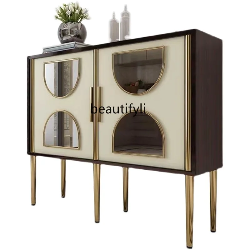 

CXH Entrance Cabinet Living Room Mirror Sideboard Cabinet Solid Wood Wine Cabinet American Simple Curio Cabinet